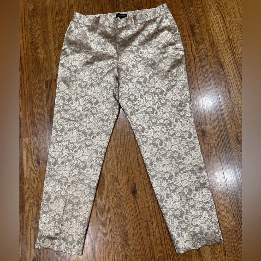 TALBOTS Heritage Gold Lace Texture Pants NWT 16